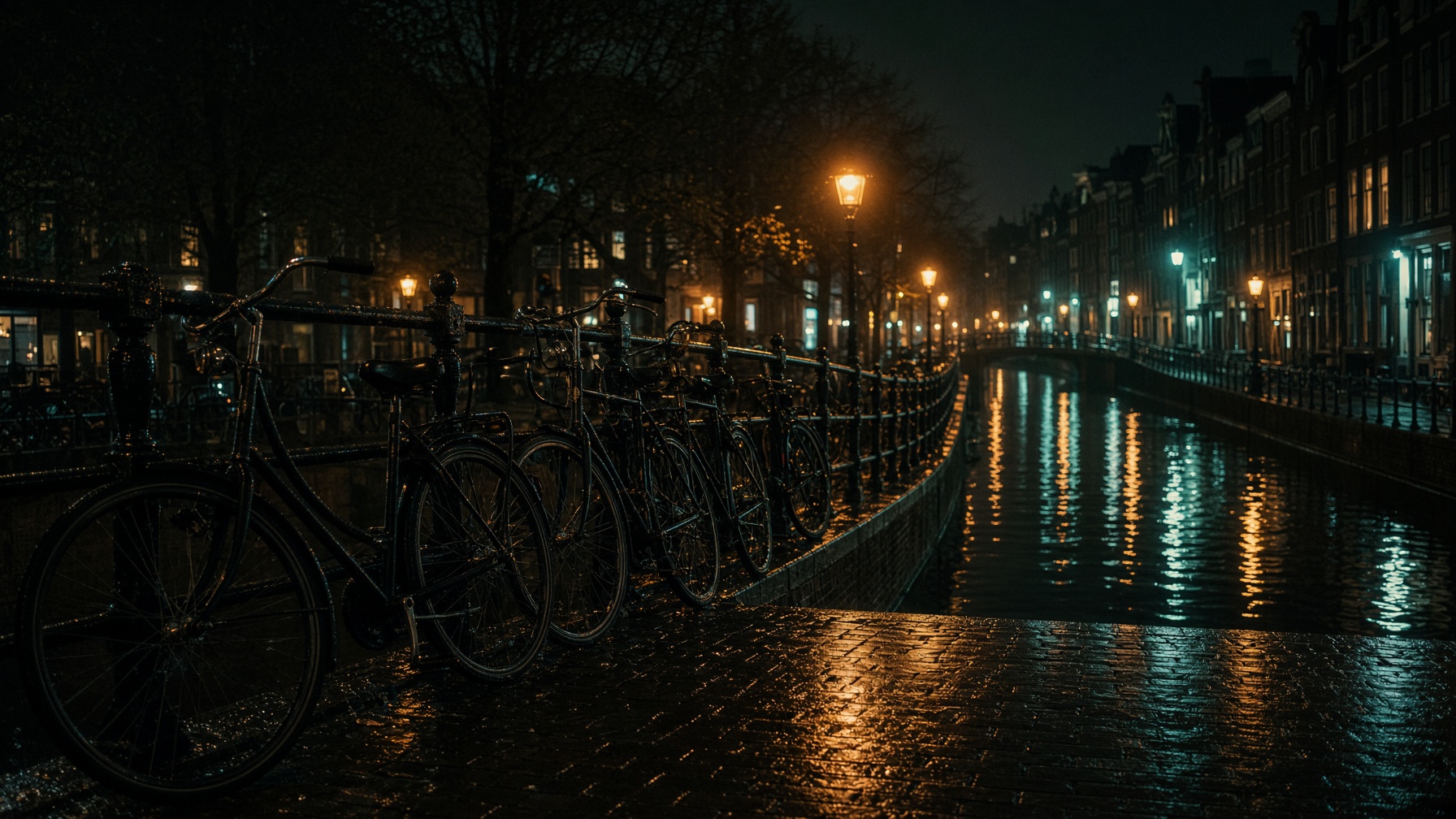 Fietsen in Amsterdam in de avond